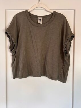 We The Free Olive Boxy Short Sleeve Tee